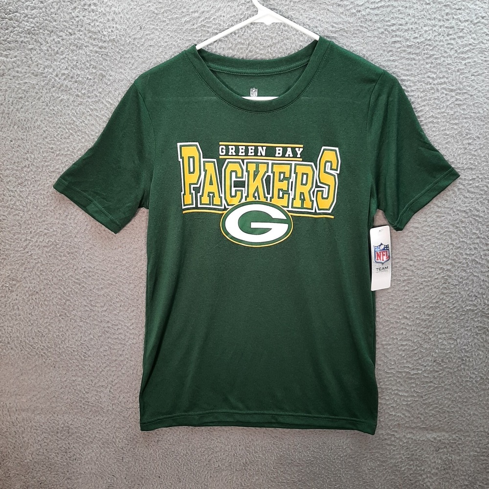 Green Bay Packers Shirt Boys Extra Large‎ Green Stretch Performance NFL Football